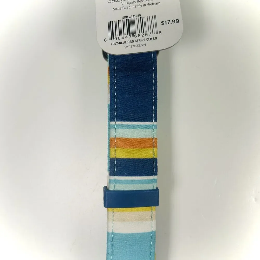 YOULY The Artist Blue/Orange Stripe Dog Collar, Large. By Youly 16-21 NWT